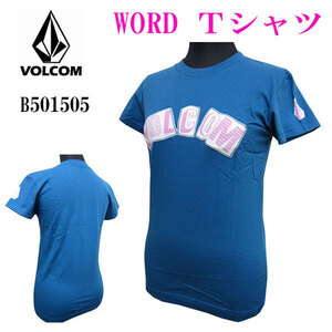 新品 ◆VOLCOM GIRLS ◆ボルコムガールズ ◆レディース 半袖カットソー Tシャツ WORD VINTAGE パッチ TEE ◆ブルー ◆(M) ◆全国送料無料