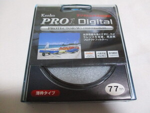 【ジャンク品】Kenko 77mm レンズフィルター PRO1D プロテクター レンズ保護用 薄枠 日本製 252772　TMS9K-28