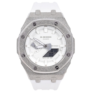 G-SHOCK GA2100 メタル カスタム フロステッド ラバーバンド カシオーク ブラックベルト ステンレス製 艶消しモデル Frosted Edition