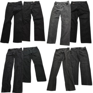 古着卸 まとめ売り Wrangler ラングラー ブラックデニムパンツ 8枚セット (メンズ 35 /34 ) 革パッチ MX0714 1円スタート