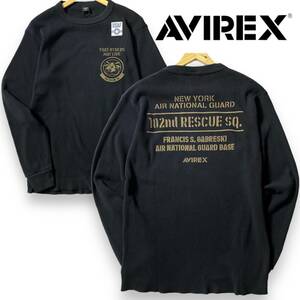 【XL】新品 アヴィレックス ミニワッフル素材 吸汗速乾 コットン混 長袖Tシャツ AVIREX N.Y A.N.G カットソー 3230059 ミリタリー◆R912