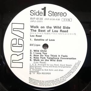 PROMO日本RCA盤LP 見本盤 白ラベル Lou Reed / Walk On The Wild Side The Best Of 1977年 RVP-6136 Velvet Underground曲も Transformer