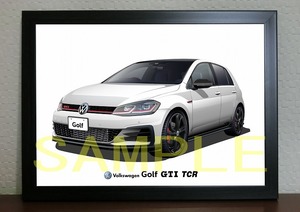 フォルクスワーゲン Golf GTI TCR デジタルイラスト自動車アートA4 VW 7th 5G