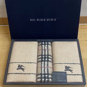 BURBERRY バーバリー フェイスタオル２枚 　ウォッシュタオル１枚　ホースマーク刺繍　ノバチェック　　⑤　no.178