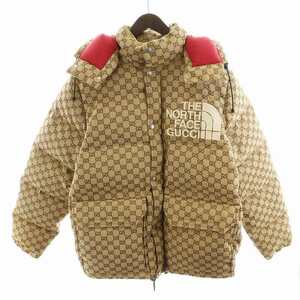 グッチ GUCCI × THE NORTHFACE ザノースフェイス GG柄 ダウンジャケット フード アウター M ベージュ 670766 Z8APX