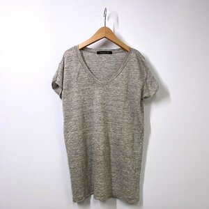 ミズイロインド mizuiroind 半袖リネンVネックTシャツ グレー 麻 カットソー トップス