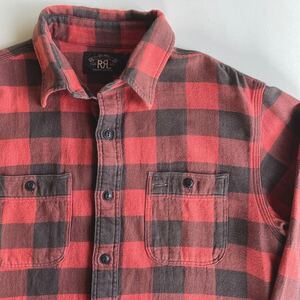 RRL “Plaid Twill Work Shirt” M バッファロー ブロック チェック ワーク シャツ 赤 黒 Ralph Lauren ヴィンテージ ベッカム