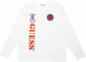 [ゲス] GUESSx88RISING GUE88RISING Tシャツ 長袖 クルーネック ロンT コットン オーバーサイズ ロゴ バックプリント (ホワイト, L)