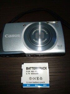  CANON キヤノン PowerShot A3500 IS コンパクトデジタルカメラ 互換バッテリー付き　コンデジ