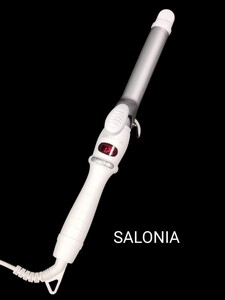 ★美品 SALONIA サロニア セラミックカール ヘアアイロン 25mm SL-008SW 白 ホワイト 100℃ - 210℃ 50W ヘア ドライヤー くるくる コテ