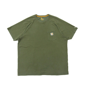 古着 カーハート CARHARTT ポケットTシャツ ワンポイント カーキグリーン サイズ表記：2XL　gd78828