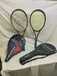 FG825 2本セット ダンロップ SQ INCH HEADSIZE 108 COMP PREMIUM ALLOY & DAIWA PRINCE CTS SYNERGY DB 24OVERSIZE テニスラケット 硬式用