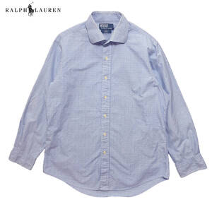 USA 古着 ポロ バイ ラルフローレン REGENT コットン チェック柄 長袖シャツ メンズL相当 ブルー Polo by Ralph Lauren BG0698