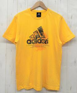 ADIDAS アディダス ＊ロゴ スプラッシュ プリント デザイン ＊Tシャツ カットソー トップス ＊M size イエロー ＊スポーツ グラフィティ