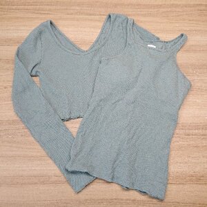 ◇ earthy 無地 シンプル 春向け フェミニン パッド入り タンクトップ Tシャツ 表記なし ベイビーブルー レディース E