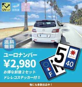 【前後２セット】　ユーロナンバープレート　フランス特集　オーダーメイド　選べる文字・選べる素材　　ヨーロッパ車に　高品質　送料無料