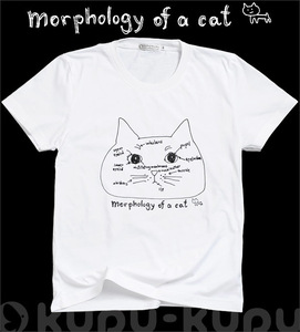 オリジナル・プリントTシャツ/白（ホワイト）/morphology of a cat 猫Tシャツ ねこT Lサイズ
