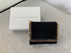 【STELLA McCARTNEY】　ステラマッカートニー　三つ折り財布　ポリエステル　ブラック　黒　ゴールドチェーン　SY02-AB7