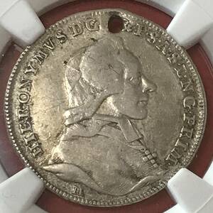 ★1782　オーストリア　ザルツブルク　2ダカット試打銀貨　NGC VF DETAILS HOLED