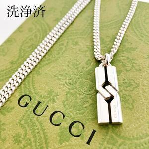 【洗浄済】グッチ GUCCI 925 ネックレス ペンダント シルバー ON72 メンズ レディース ノット アクセサリー ジュエリー