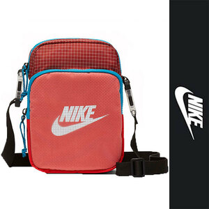 新品 NIKE SHOULDER BAG ナイキ ヘリテージ バッグ ショルダーバッグ レッド チェック ボディバッグ スウッシュ ユニセックス 4L 正規品