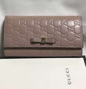 【美品】 GUCCI グッチシマ 388679 コンチネンタル 長財布 ピンク系