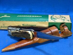 Hubertus JAGDMESSER Solinger Knife『 ヒューバーツJagdmesser ゾーリンゲン ナイフ 革製シース付 』共紙箱入 全長31.1cm 刃身長18.8cm