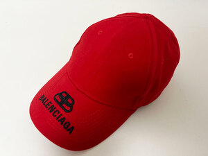 送料無料 BALENCIAGA バレンシアガ ベースボール キャップ 帽子 HAT BB VISOR CAP レッド Lサイズ 577548 美品