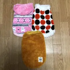 犬服 フリース 3枚セット（ピンク・水玉・オレンジ）