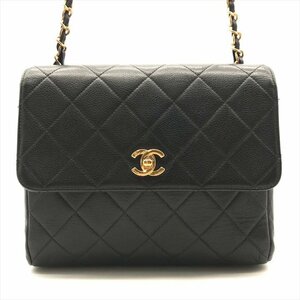 1円 良品 CHANEL シャネル マトラッセ ココマーク ターンロック キャビアスキン チェーン ショルダー バッグ ブラック a5019