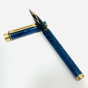 【B15248KM】SHEAFFER シェーファー 万年筆 ペン先14K 585 金 14金 GOLD ゴールド 青 ブルー BLUE マーブル柄 筆記用具 筆記・動作未確認