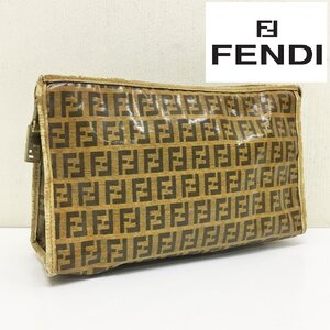 FENDI/ポーチ/pvc/ズッキーノ柄/ブラウン系/小物入れ/アクセサリーポーチ/ズッカ/FF柄/レディース/SD11