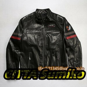 レザージャケット メンズ ハレージャケット　バイクジャケット　高級　柔らかい羊革　本革　革ジャン S～4XL