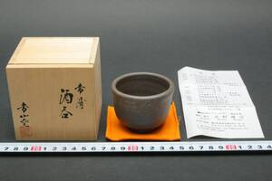 5853 新品未使用 常滑焼 水野博司 常山窯 窯変 自然釉 ぐいみ 酒器 栞 共箱 