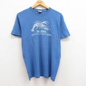 L/古着 アバクロンビー 半袖 ビンテージ Tシャツ メンズ 80s ロブスター コットン クルーネック 紺 ネイビー 24feb23 中古