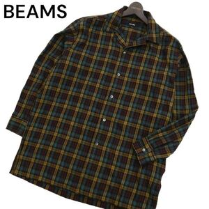 BEAMS ビームス 通年 長袖 イージーフィット★ オーバーサイズ ロング チェック シャツ Sz.S　メンズ ビッグシルエット　C4T02003_3#C