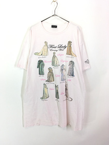 レディース 古着 90s USA製 First Lady イブニングドレス イラスト プリント Tシャツ ワンピース ひざ丈 XL位 古着