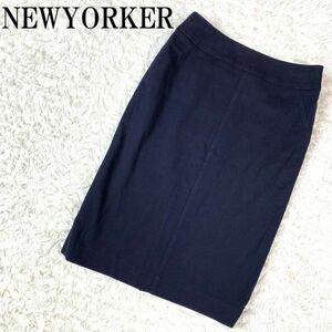 NEWYORKER ニューヨーカー タイトスカート ネイビー 紺色 コットン ナイロン ポリウレタン ポリエステル 9 B2845