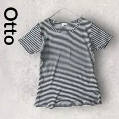 Otto 半袖 シャツ ボーダー カットソー(M)ネイビー 白 ストレッチ 綿