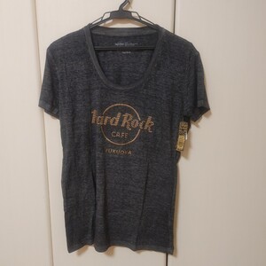 未使用タグ付ハードロックカフェ(Hard Rock Cafe)福岡Tシャツ