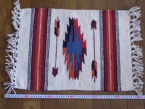 新品 エルパソ サドル ブランケット CHIMAYO STYLE MATS 白 ダイヤモンド柄 ウール ラグ メキシカンラグ キャンプ プロボックス ハイエース