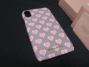 ■新品同様■ miumiu ミュウミュウ 5ZH082 PVC ハート柄 iPhone XR 対応 スマホケース アイフォンケース レディース グレー系 AW3577