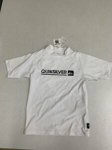 ■QUIK SILVER■ラッシュガード■新品■白■ホワイト■クイックシルバー■130ｃｍ■小学校■プール■ＵPF50＋■ＵＶカット■1-1