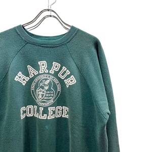 60s ビンテージ チャンピオン ラグランスリーブ カレッジプリント スウェット XL グリーン 60年代 ヴィンテージ champion ランタグ vintage