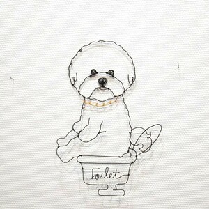 おトイレしているビションフリーゼのワイヤーアート☆愛犬を癒しのインテリアに