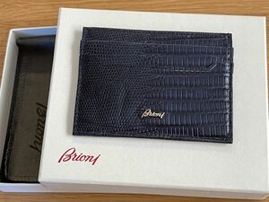 ブリオーニ　最高級　カードケース　リザード　ネイビー　使用数回　極美品