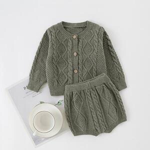 ☆ グレー ☆ 90CM ベビー セットアップ 通販 ベビー服 女の子 秋冬 男の子 ニット カーディガン ニットパンツ 66cm 65 73cm 75 80cm 90cm