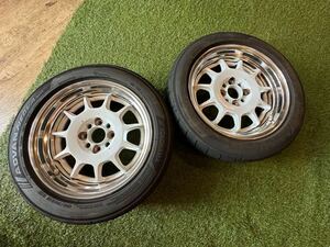 美品 4本セットWork RS11 7-15+35 100-4h ネオバ ad09 195-50-15付き シビック CRX ロードスターなどに