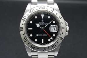 箱付 ROLEX EXPLORER II Ref:16570T Cal.3185 ロレックス エクスプローラー2 D番 黒文字盤 GMT デイト 自動巻き メンズ 腕時計 ■30471