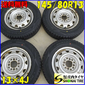 冬4本SET 会社宛 送料無料 145/80R13×4J 75Q ダンロップ WINTER MAXX WM02 スチール デイズ ワゴンR スペーシア タント ウェイク NO,E2820